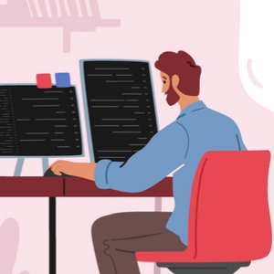 Man sitting at desk doing HR Certification