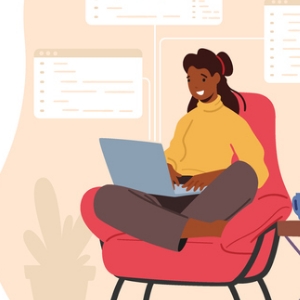 Woman sitting on a chair doing Micro Lessons
